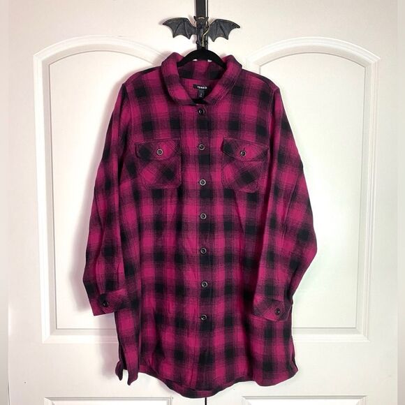 Torrid Plaid Cotton Shacket Button Front, Warm, hight front Pockets NWT 3X - Picture 5 of 15